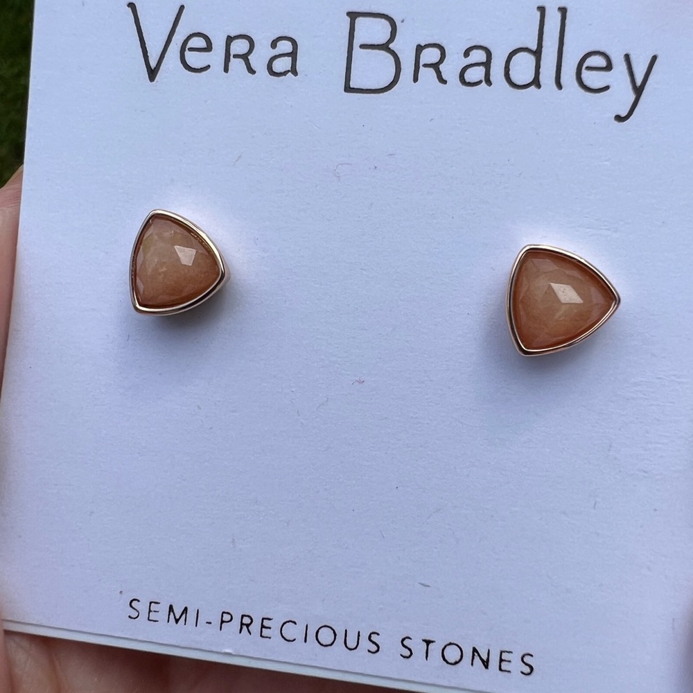 Vera Bradley Semi-Precious Stone Rose Gold Tone Peach Earrings - Picture 4 of 4